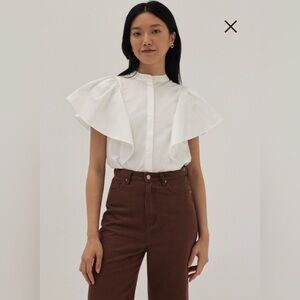 Love Bonito NWT Fiora Flutter Sleeve Shirt